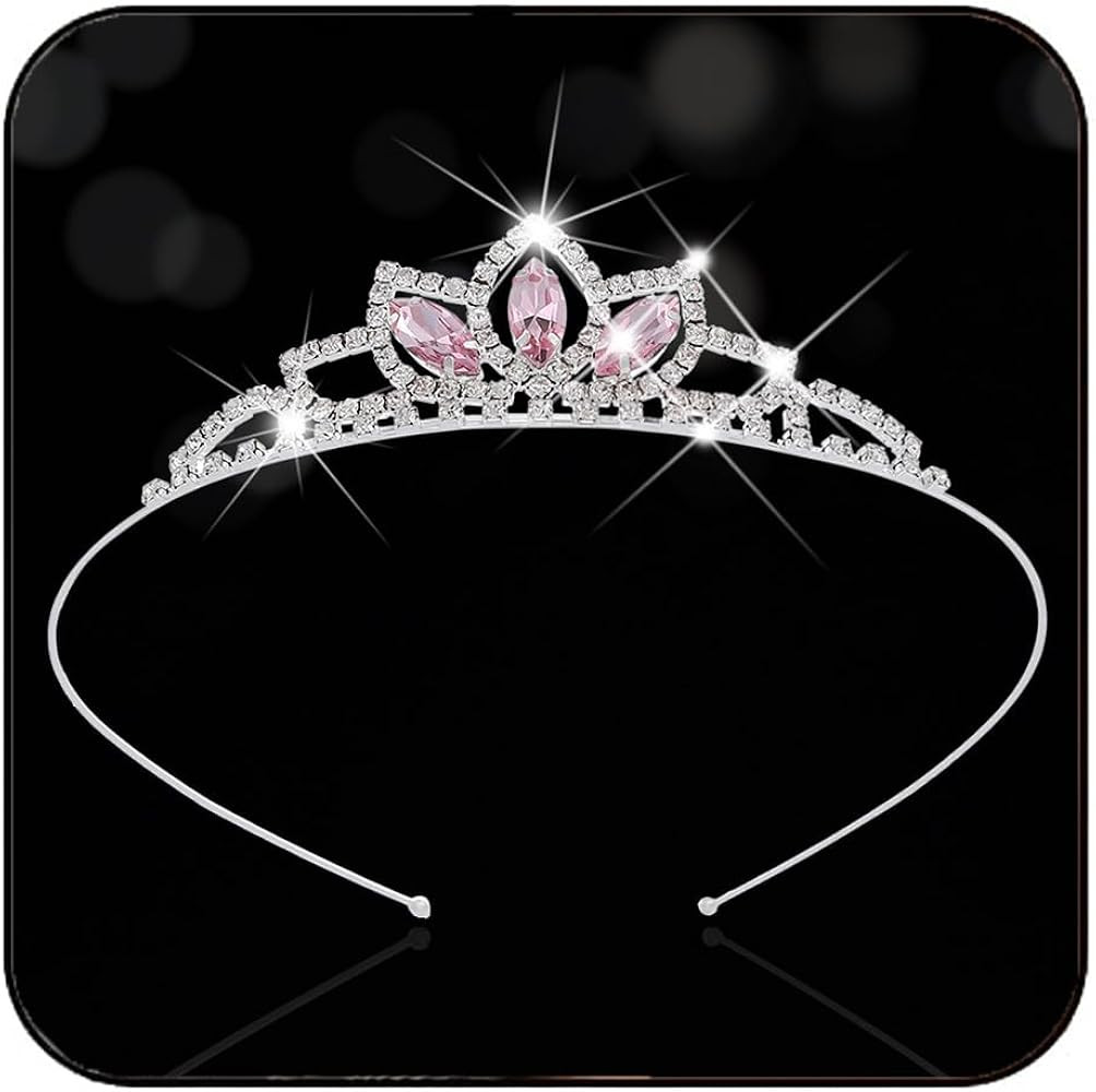 Princess Silver Tiara and Crown Pink Crystal Tiaras Pageant Crowns Rhinestone Birthday Headdress ... | Amazon (US)