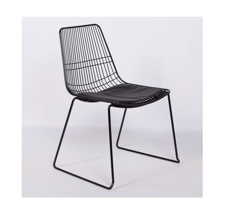 Contemporary Wire Black Mesh Industrial Style Dining Chair With Seat Cushion - Etsy UK | Etsy (UK)