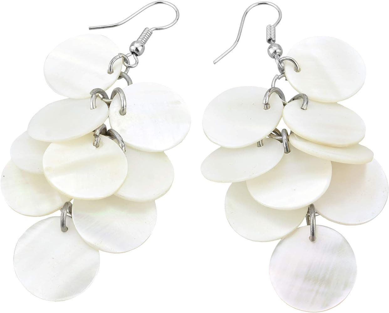 AeraVida Enchanting Cluster of White Kabibe Shell Circles Handcrafted Dangle Earrings, 1.22x2.83 ... | Amazon (US)