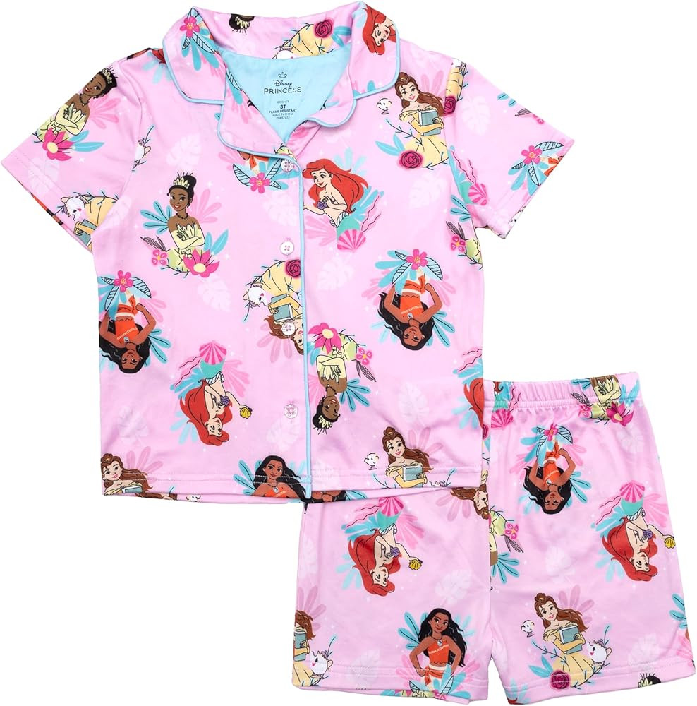 Disney Minnie Mouse Girls' 2-Piece Loose-fit Button Down Matching Pajama Set, Soft & Cute for Kid... | Amazon (US)