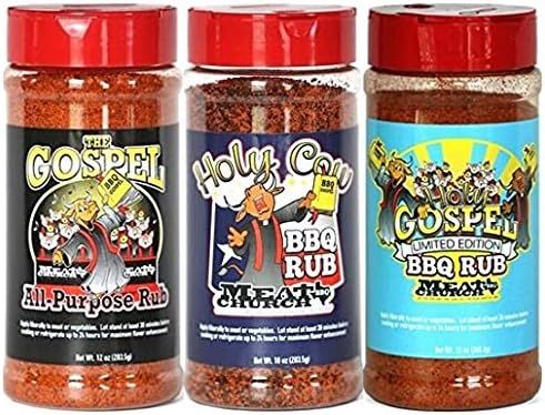 Meat Church Holy Rub & Seasoning Sampler (Variety Pack of 3 w/ one each of The Holy Gospel, Holy ... | Amazon (US)