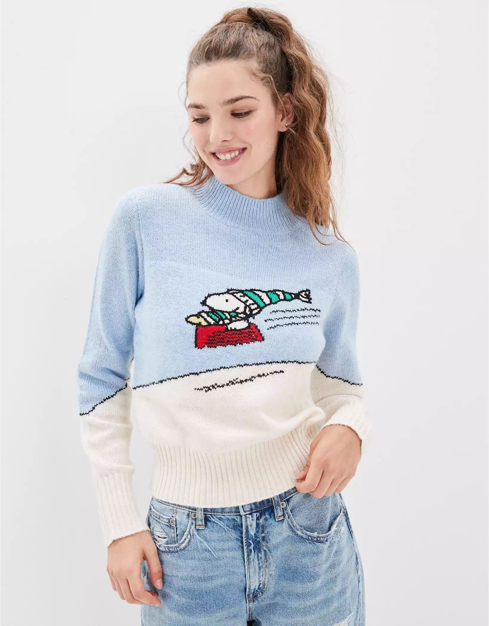 AE Snoopy Mock Neck Sweater | American Eagle Outfitters (US & CA)