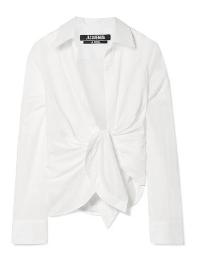 Jacquemus - Bahia Knotted Cotton Shirt - Off-white | NET-A-PORTER (US)