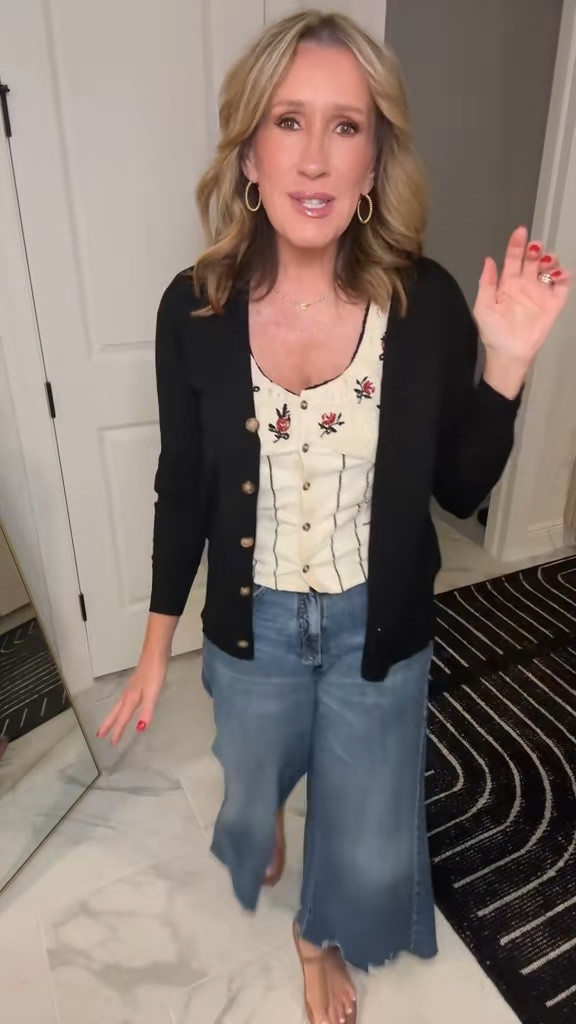 Over 50 outfit idea for a casual dinner. Love these jeans, they do run a little bit.  I am in a small in the top and cardigan  

#LTKdayinmylife #LTKootd #LTKOver40