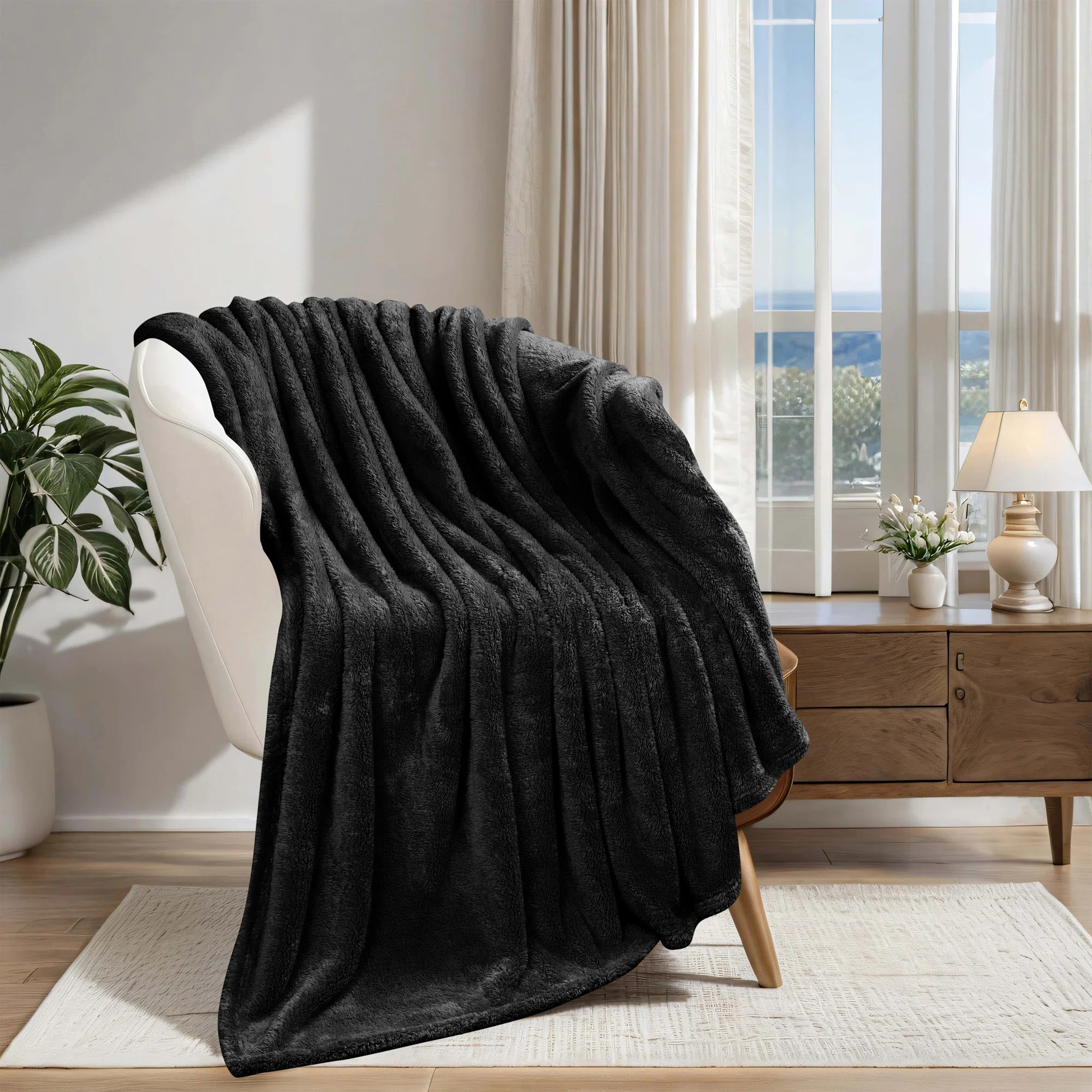 Superior Solid Polyester Reversible All-Season Fleece Throws Blanket | Wayfair North America