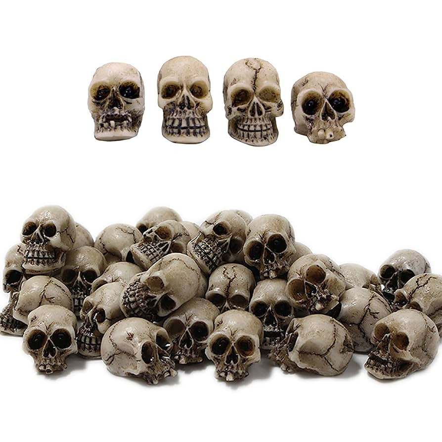 Mini Skulls Figurine Skeleton Head Miniatures for Halloween Decor, Skull Decor, Dollhouse Accesso... | Amazon (US)