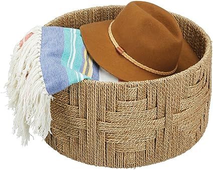 mDesign Large Round Woven Braided Seagrass Rope Home Storage Basket - for Organizing Closet, Bedr... | Amazon (US)