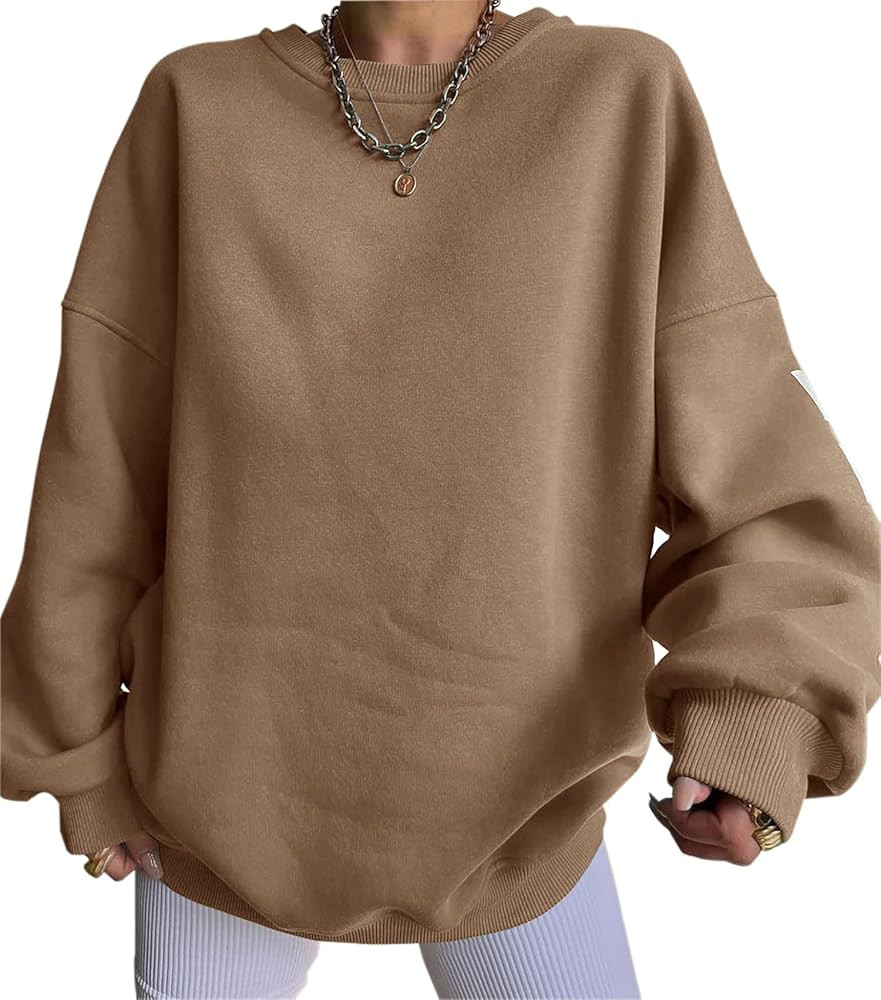 Cioatin Women’s Trendy Oversize Crewneck Chicago Letter Graphic Sweatshirt Y2K Fleece Drop Shou... | Amazon (US)