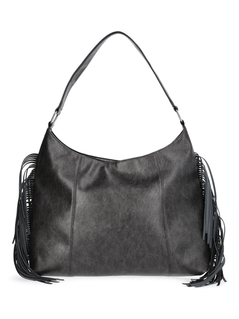 No Boundaries Women's Fashion Moto Hobo Bag, Grey | Walmart (US)