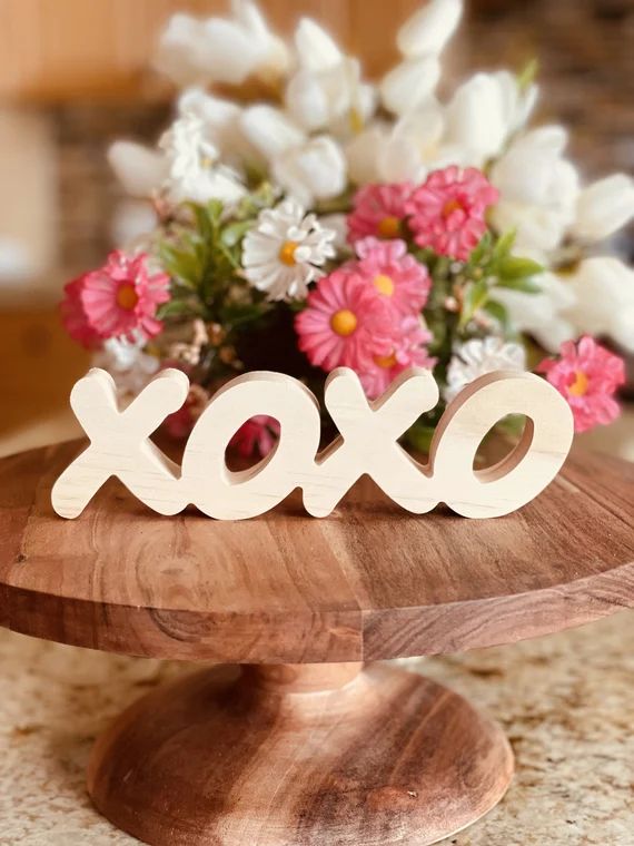 XOXO Shaped Craft Wood Unfinished Tiered Tray Decor Free | Etsy | Etsy (US)