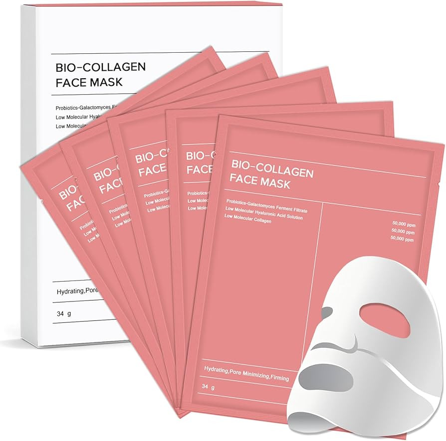 Bio Collagen Face Mask, Overnight Hydrogel Masks, Real Deep Collagen Mask for Glass Skin, Pore Mi... | Amazon (UK)