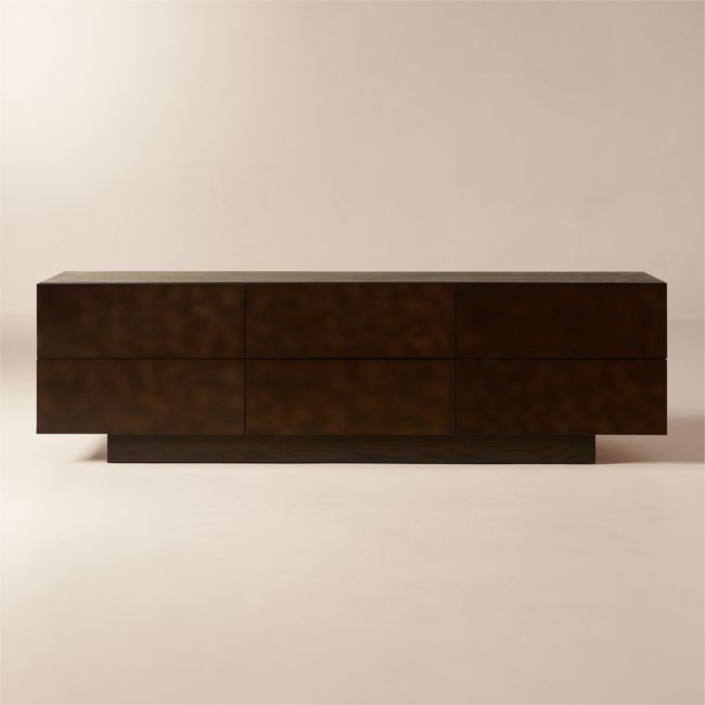 Hudson 6-Drawer Lacquered Dark Brown Wood Dresser | CB2