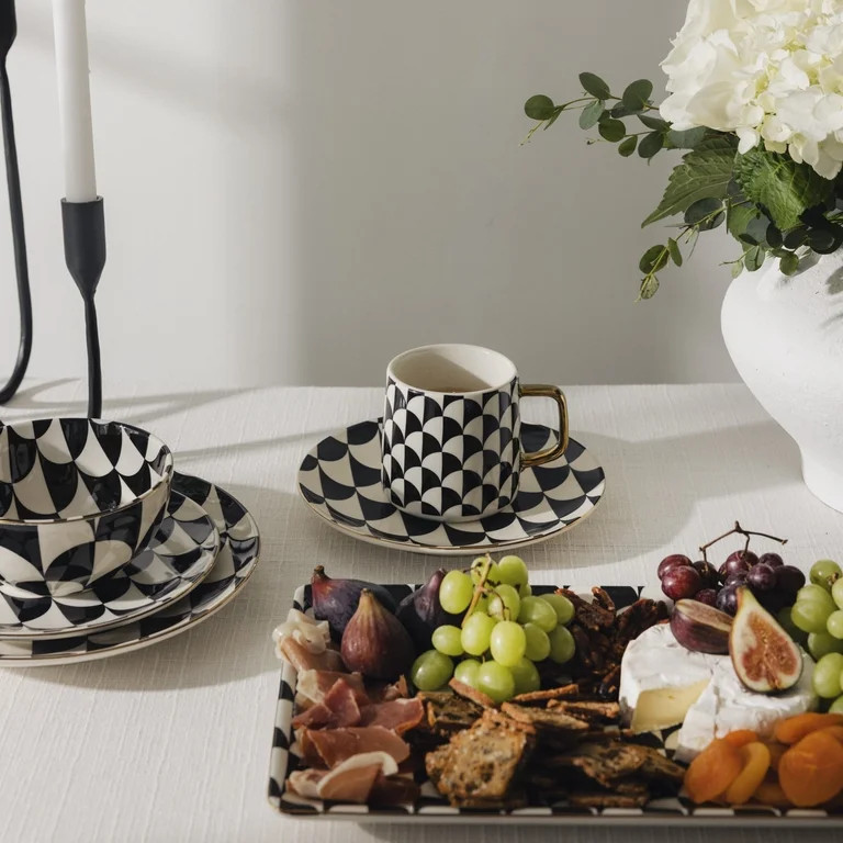 Thyme & Table 14 fl oz Emmett Black and White Stoneware Mug | Walmart (US)