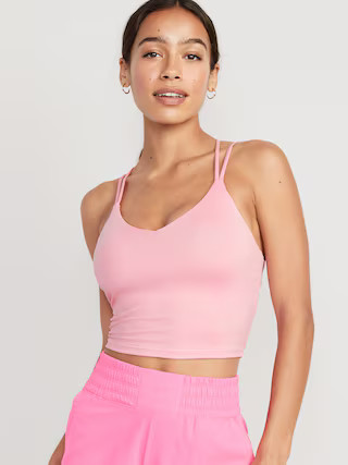 Light Support PowerPress Strappy Longline Sports Bra for Women XS-4X | Old Navy (US)
