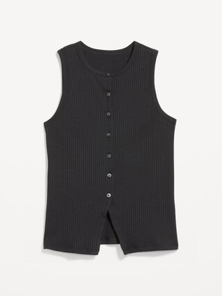 Sleeveless Button-Down Ribbed Top | Old Navy (US)