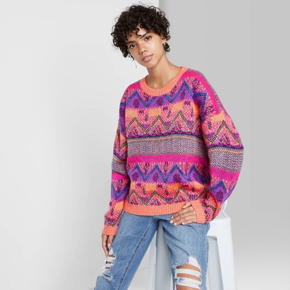 Women's Fair Isle Crewneck Oversized Pullover Sweater - Wild Fable™ | Target