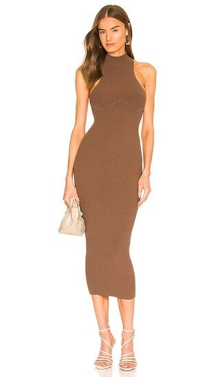 Annalie Long Midi Dress in Deep Taupe | Revolve Clothing (Global)