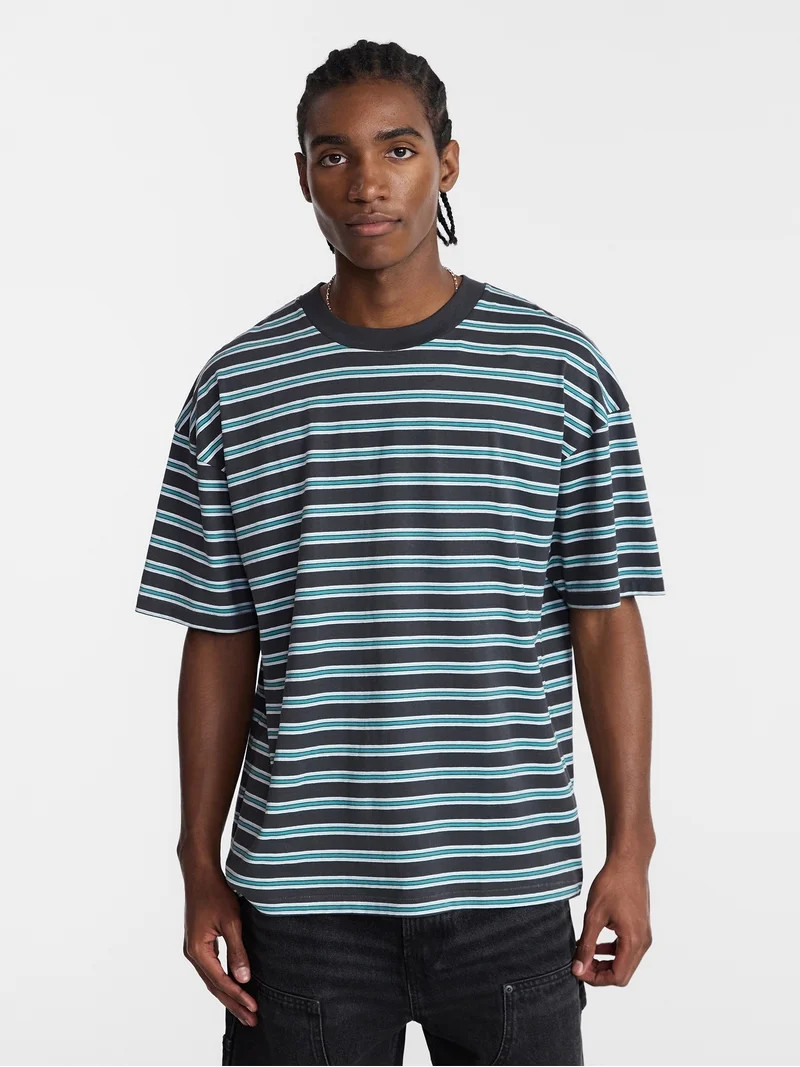 No Boundaries Stripe Pattern Tee with Short Sleeves, Men's XS-4XLT | Walmart (US)