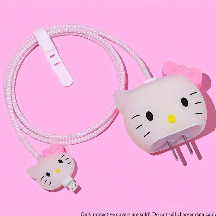 1 Stück süße Hello Kitty Kuromi Silikon Ladekabel Schutzhülle, Kawaii Kätzchen USB Kabel Sch... | SHEIN