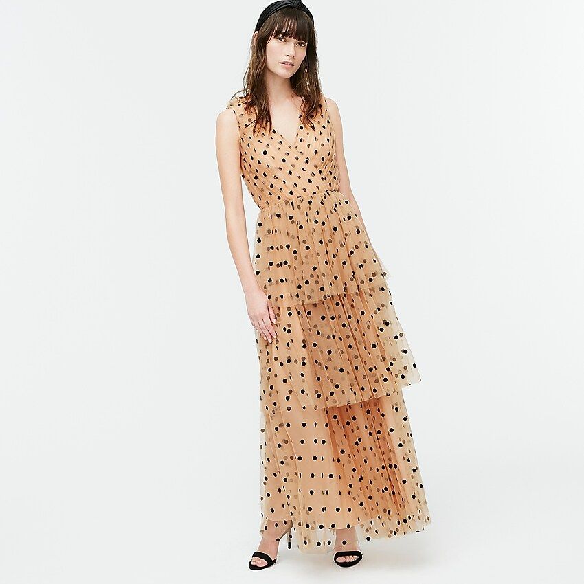 Tiered halter dress in dot tulle | J.Crew US