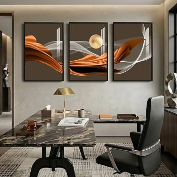 3 Piece Large Framed Modern Wall Art for Living Room, Abstract Brown Luxury Artwork for Walls, Co... | Amazon (US)