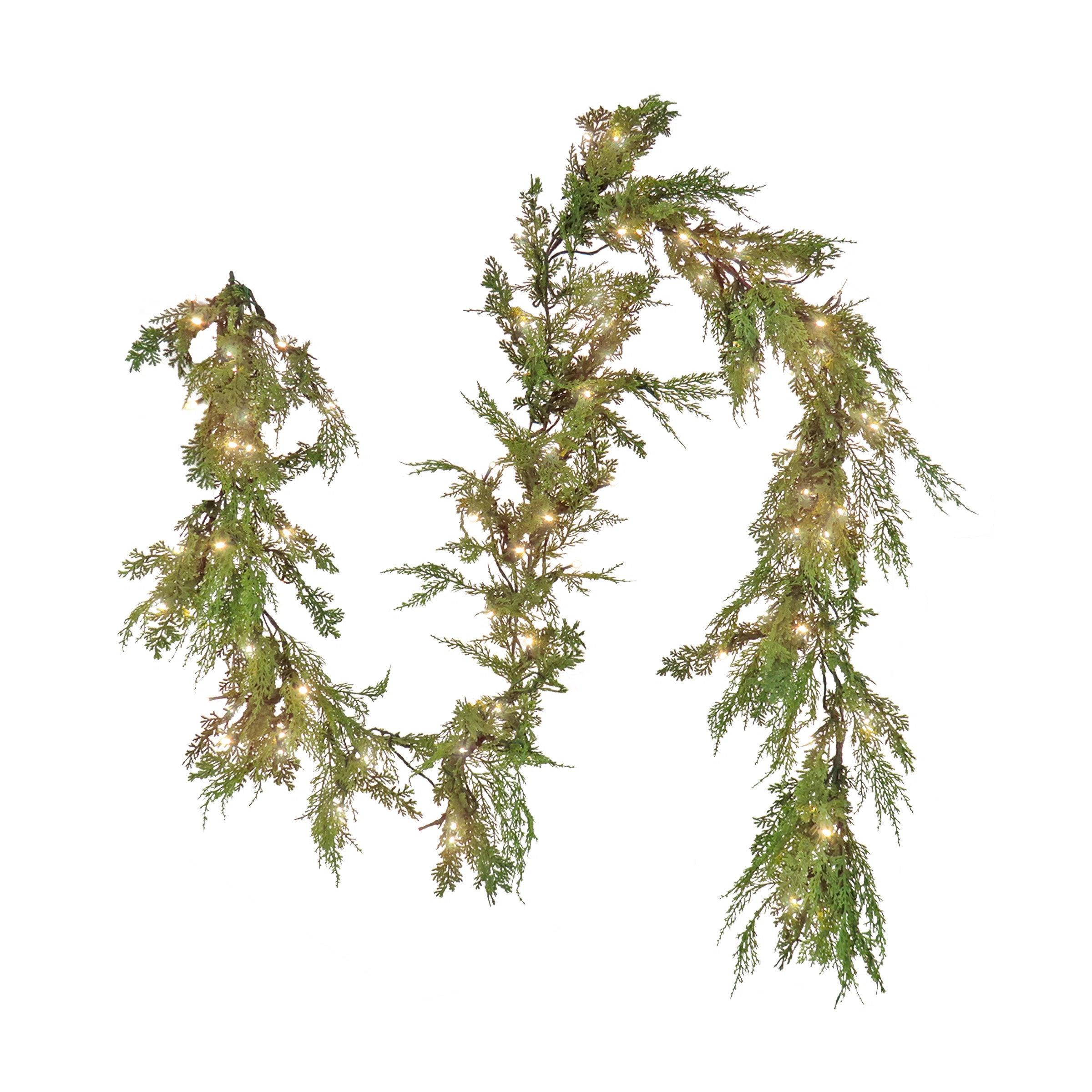 HGTV Cozy Winter 108'' in. Lighted Faux Cedar Garland | Wayfair North America
