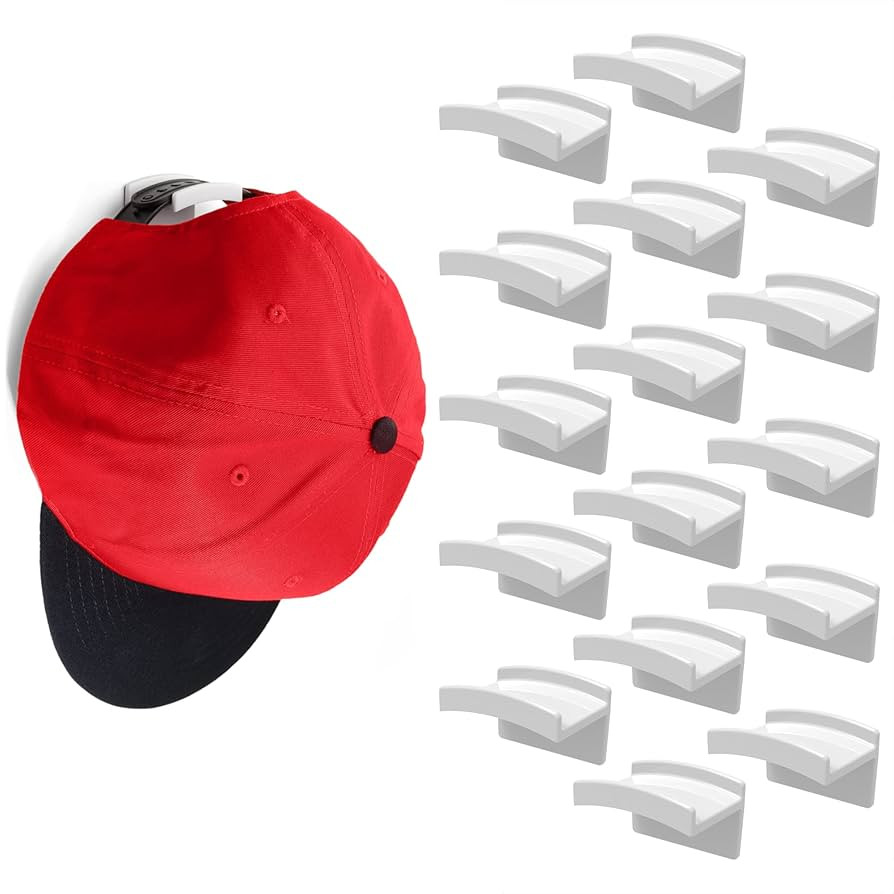 Modern JP Adhesive Hat Hooks for Wall (16-Pack) - Minimalist Hat Rack Design, No Drilling, Strong... | Amazon (US)
