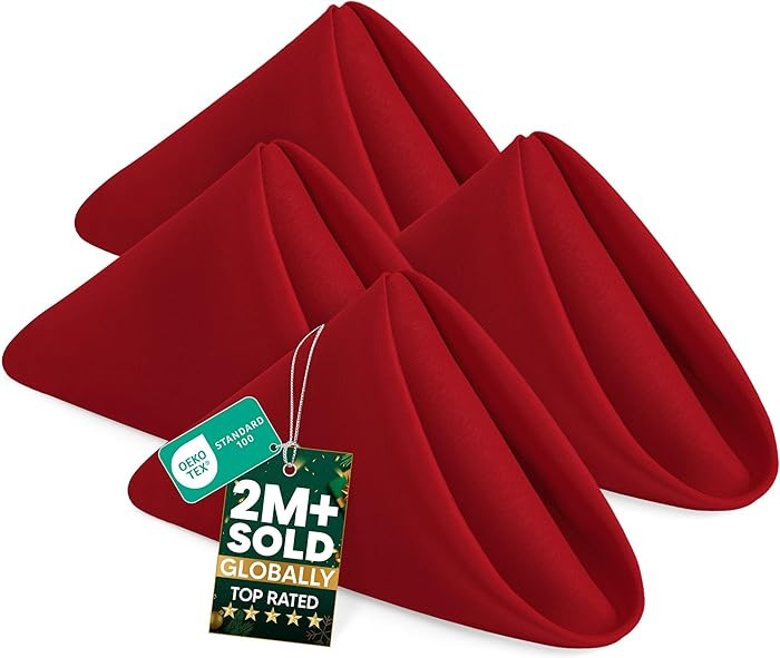 Utopia Home [24 Pack, Red] Cloth Napkins 17x17 Inches, 100% Polyester Hemmed Edges, Washable and ... | Amazon (US)