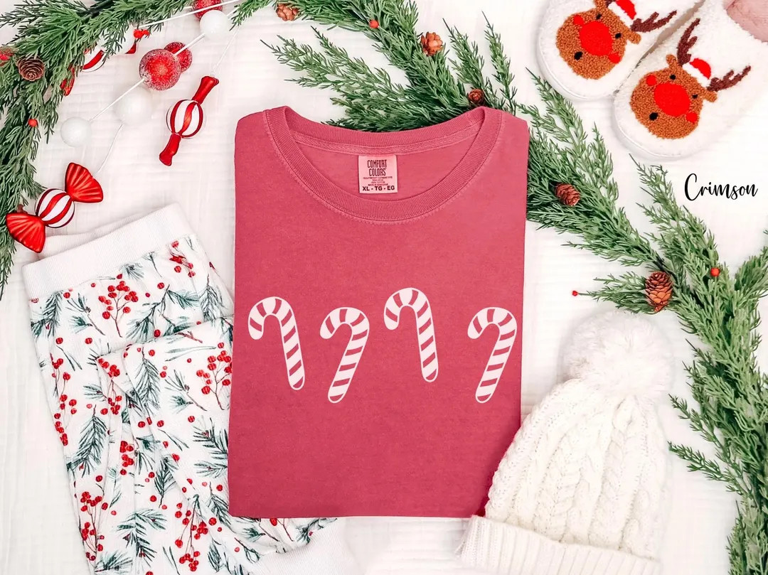 Minimalist Candy Cane, Comfort Colors T-shirt, Cute Simple Christmas Tee, Trendy Comfort Colors H... | Etsy (US)