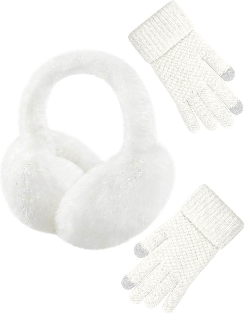 Senker Fashion Winter Ear Muffs for Women Faux Fur Warm Earmuffs Cold Weather Fluffy Ear Warmers ... | Amazon (US)