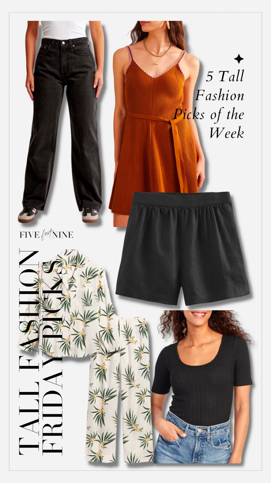 Tall fashion finds, black jeans, knit dress, pj set, linen shorts, ribbed tee 

#LTKunder50 #LTKsalealert