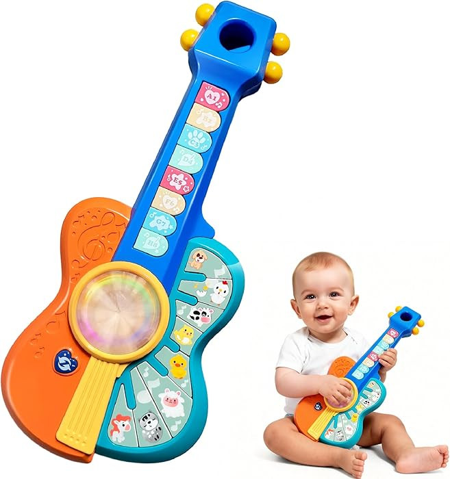 Toddlers Guitar Musical Toys for 1-2 Year Old Boy/Girl, Multiple Modes with Piano Keys, Animal So... | Amazon (US)