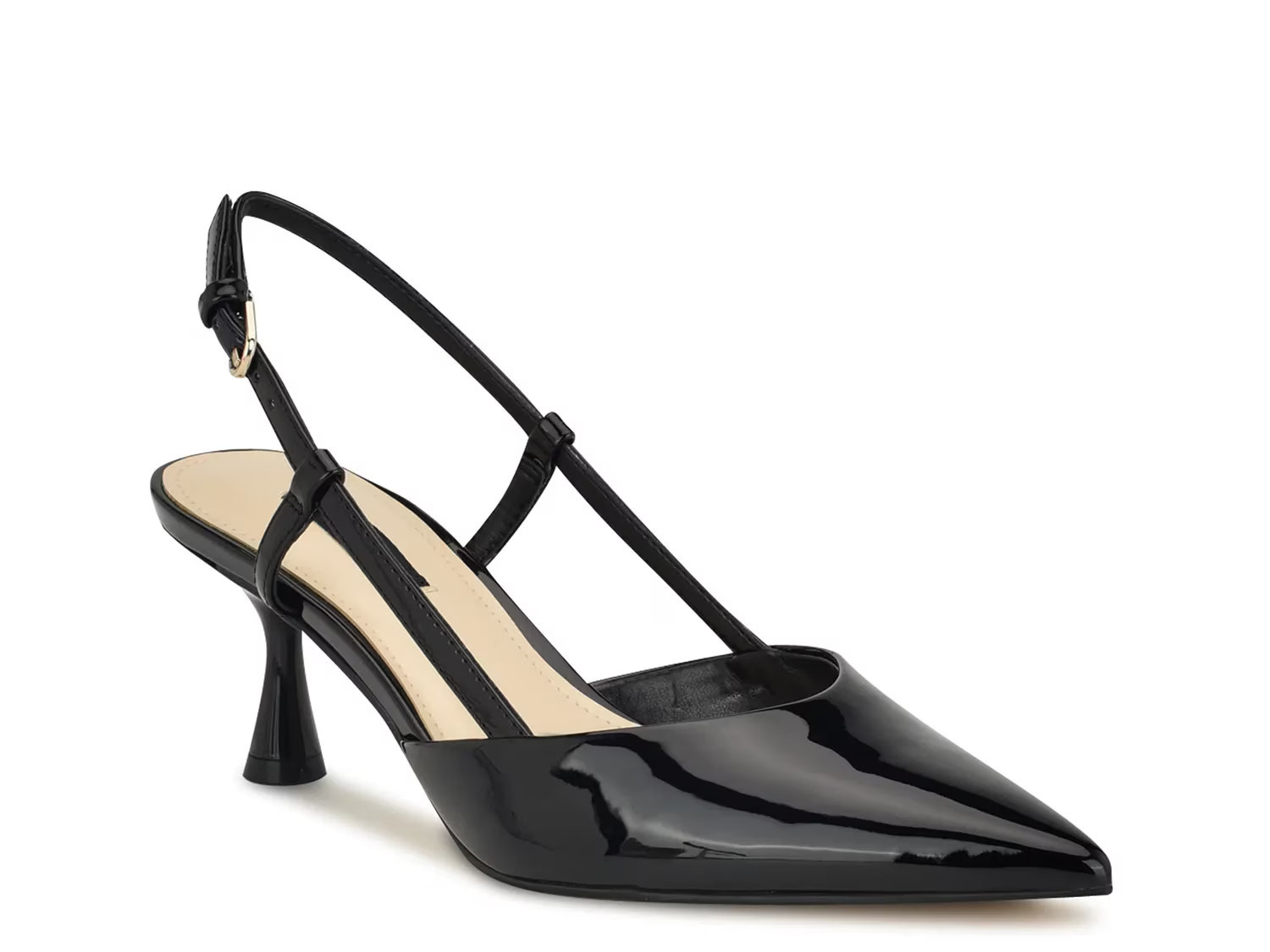 Nine West Rhonda Pump | Women's | Black Patent Synthetic | Size 9.5 | Pumps | Slingback | DSW