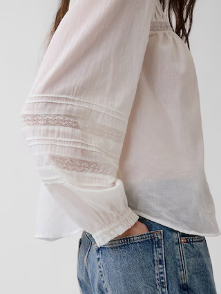 Lace-Trim Pintuck Top | Gap (US)