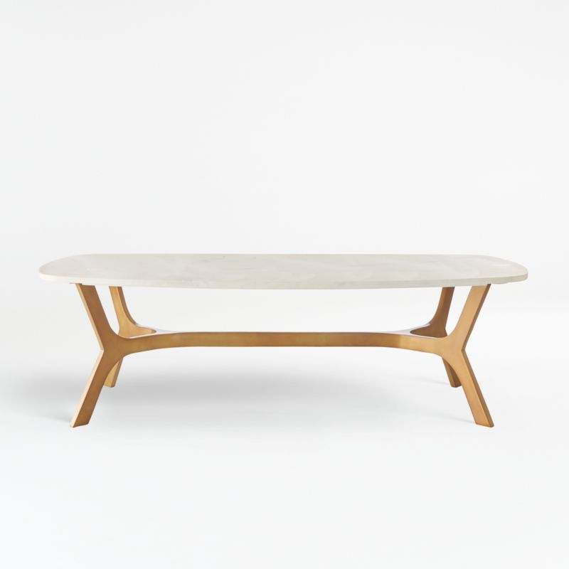 Elke Rectangular Marble Coffee Table with Brass Base + Reviews | Crate and Barrel | Crate & Barrel