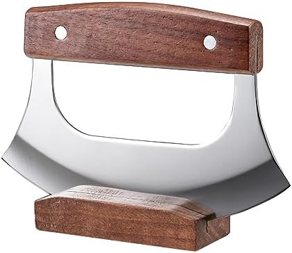 Coowolf Ulu Knife - Sharp Rocker Mezzaluna Knife with Stand for Cutter Pizza, Meat, Vegetables, H... | Amazon (US)