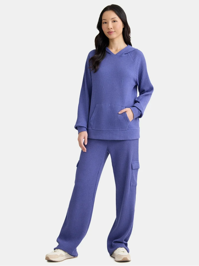 Time and Tru Women's Waffle Hoodie and Pants Set, 2-Piece, Size S-XXXL | Walmart (US)