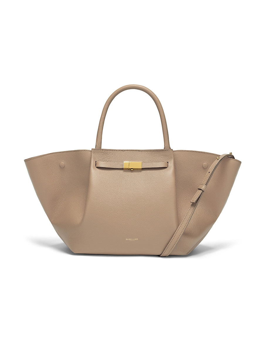 Women's Midi New York Leather Tote Bag - Dark Sand | Saks Fifth Avenue