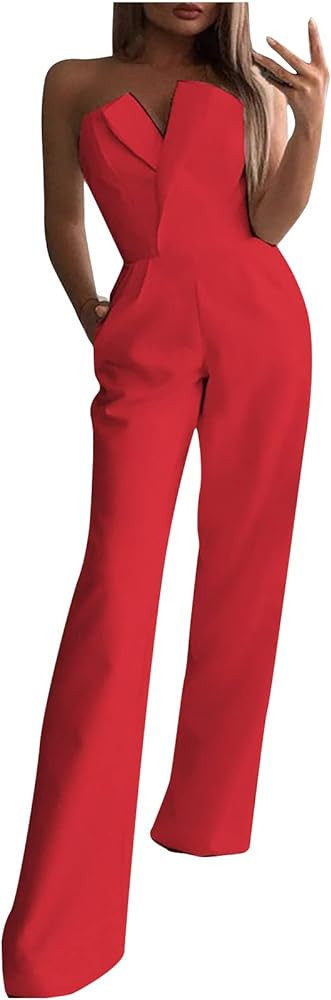 Elegant Romper for Womens Formal Sexy Off Shoulder Evening Party Jumpsuit Solid Color high Waiste... | Amazon (US)