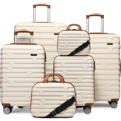 KTMBDW Luggage Sets 6 Piece, Expandable Hardside Carry on Suitcase Set with Spinner Wheels, Lightweight Rolling Luggage Sets with TSA Lock, Beige | Target