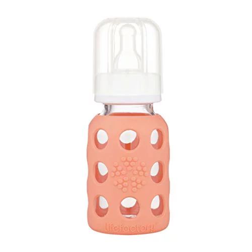 Lifefactory Glass Baby Bottle with Stage 1 Nipple and Protective Silicone Sleeve Cantaloupe, 4 Oz | Walmart (US)