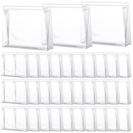 Xuniea 50 Pieces Mini Clear Makeup Bag Small Clear Zipper Pouch Travel Bag for Toiletries Plastic... | Amazon (US)