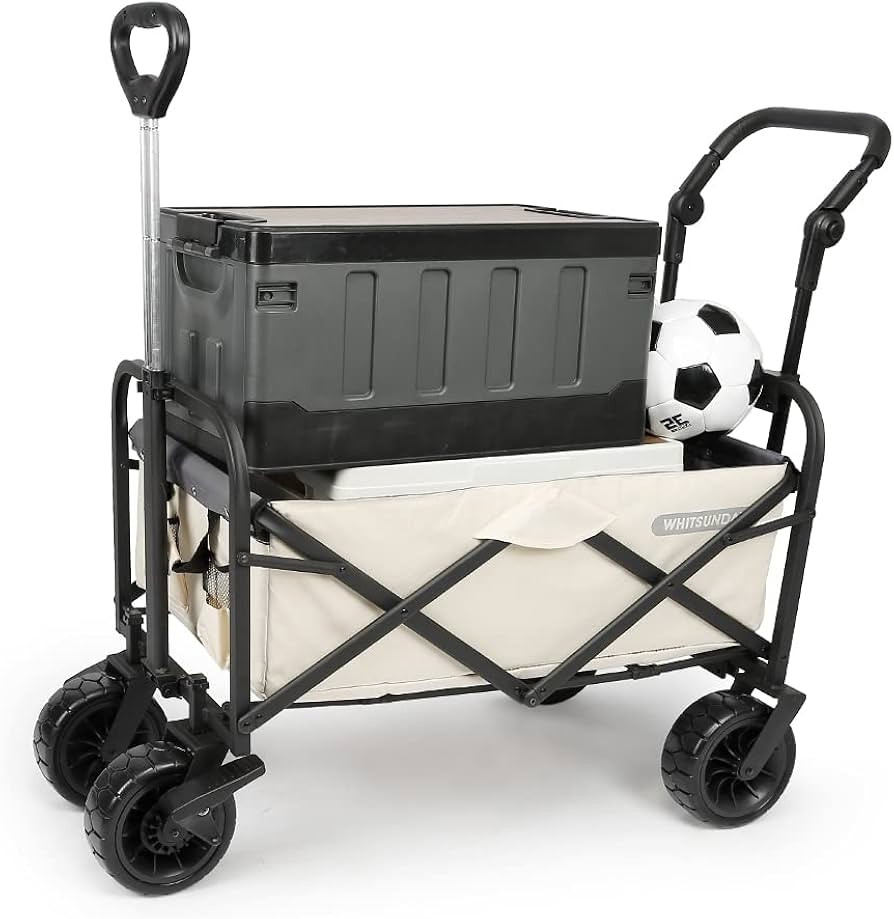 WHITSUNDAY Collapsible Folding Garden Outdoor Park Utility Wagon Picnic Camping Cart with Bearing... | Amazon (US)