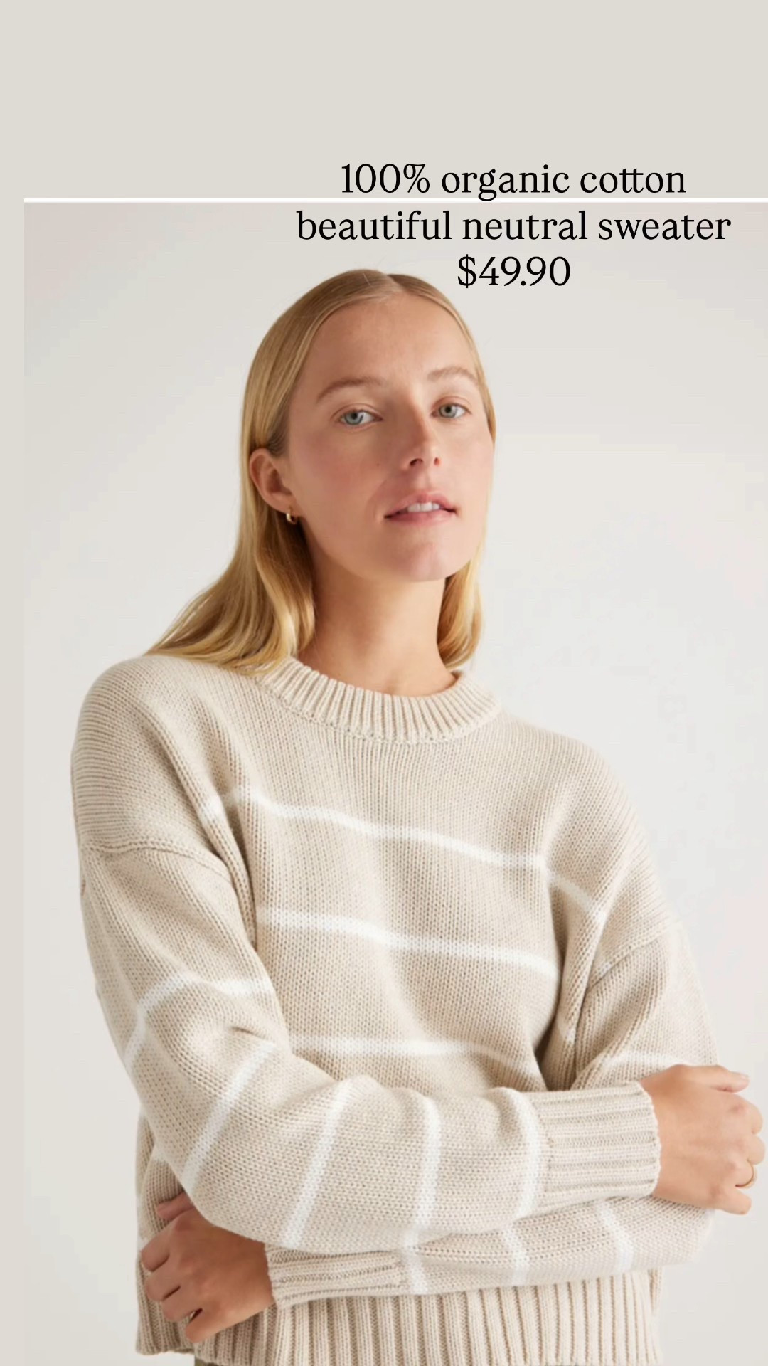 100% organic cotton
Beautiful neutral sweater 
Only $49.90 

#LTKHoliday #LTKGiftGuide #LTKCyberWeek