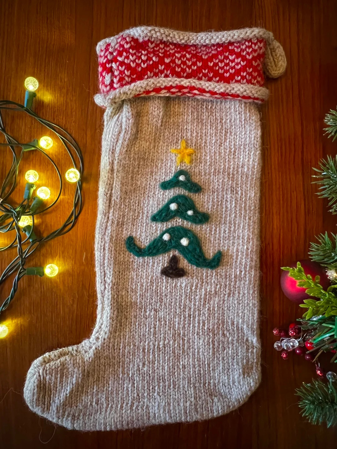 Large Handmade Christmas Stocking Cozy Wool Knit With Needle-felted Tree Design Personalization A... | Etsy (US)