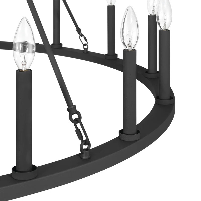 Lark Manor™ Avalee 16 - Light Living Room Steel Dimmable Wagon Wheel Chandelier UL Certified & ... | Wayfair North America