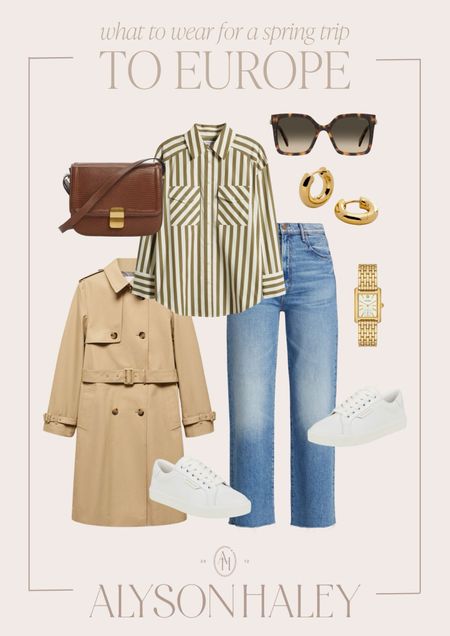 Spring trip to Europe outfit idea. I love this striped button up and classic trench coat. 

#LTKtravel #LTKSeasonal #LTKstyletip