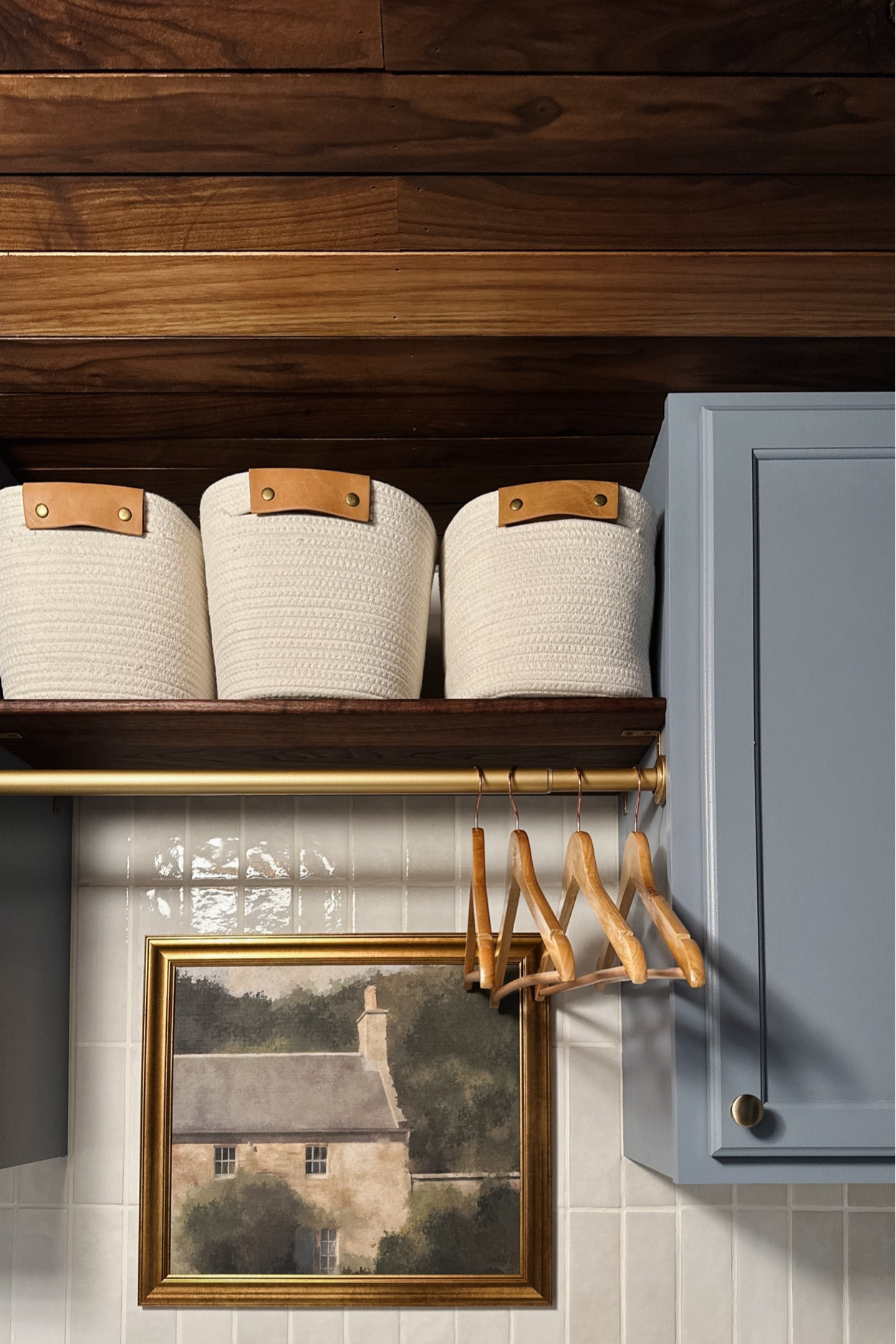 Laundry room got a little makeover!

Use code HAMANNS for 10% off your tile order with Alexander James Tile! 

Van Courtland Blue, wooden hangers, handcraft white tile, hearth and hand cloth baskets, target finds, walnut ceiling, brass curtain rod, brass hardware, wall art 

#LTKStyleTip #LTKHome