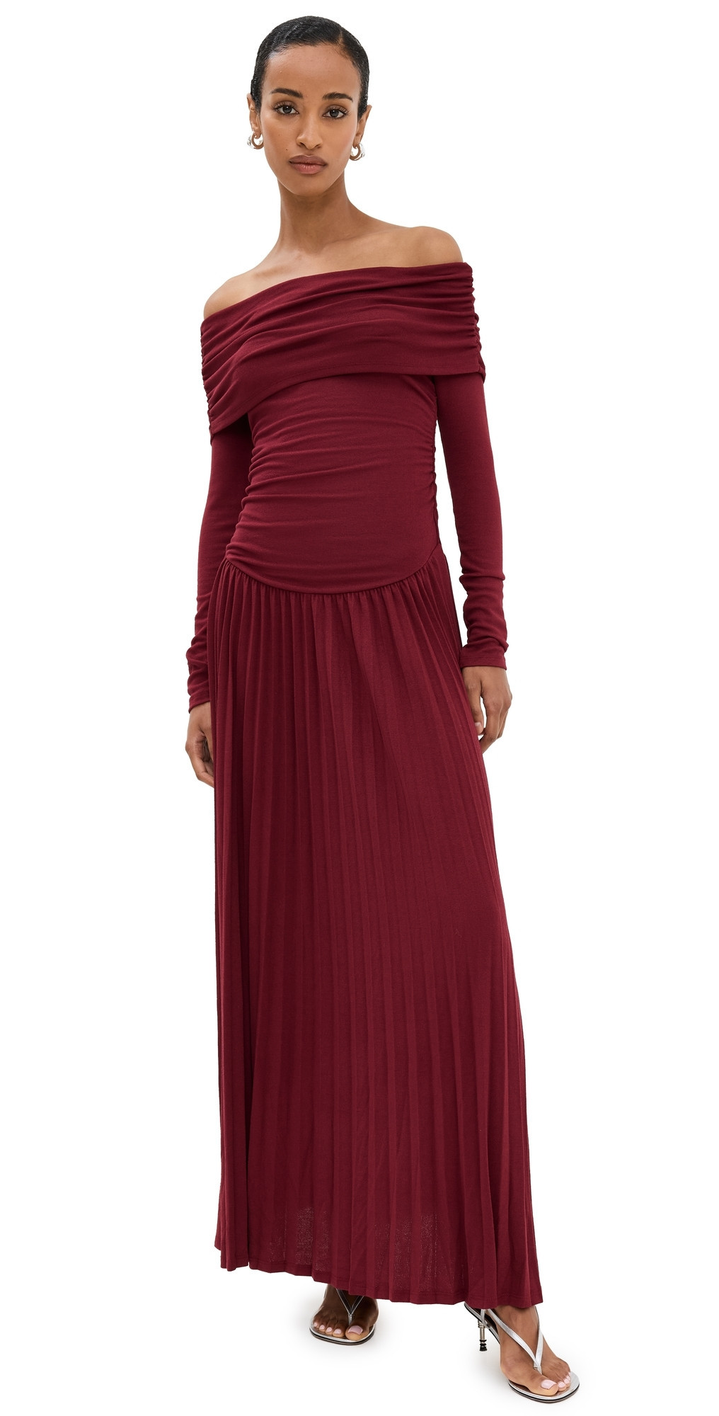 Lioness Field of Dreams Long Sleeve Maxi Dress Burgundy XS | Shopbop