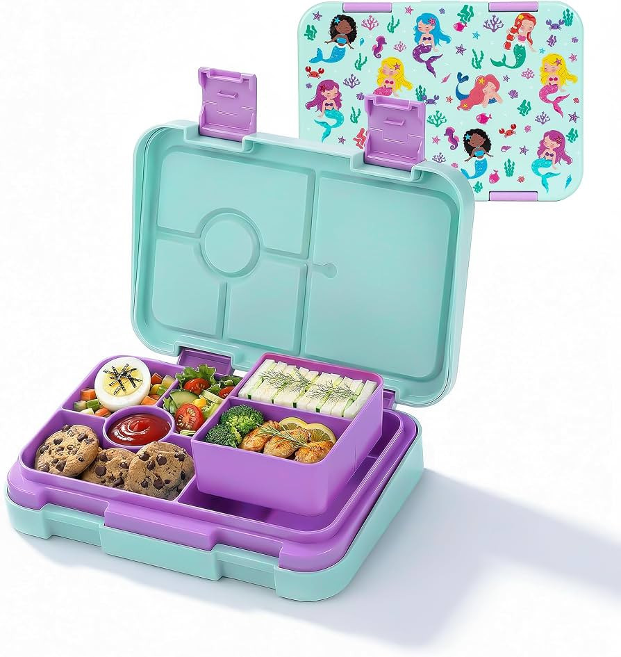 Bento Lunch Box Snack Bento Lunch Containers Boxes, Green Patterned | Amazon (US)